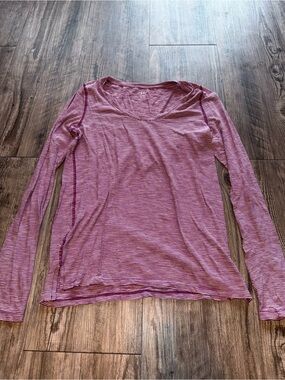 Gap Soft Slub Tee Womens XS Purple White Stripe Long Sleeve Scoop Neck Shirt